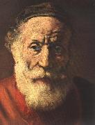 REMBRANDT Harmenszoon van Rijn Portrait of an Old Man in Red (detail) Sweden oil painting artist